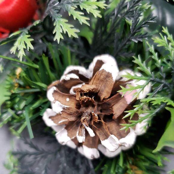 Vintage Christmas Candle Ring Holly Berry PAIR Plastic Centerpiece for 3" Pillar - Picture 6 of 16